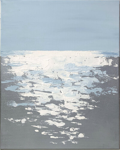 Abstract painting. Silver ocean. by Vita Schagen, Painting for Sale on Singulart