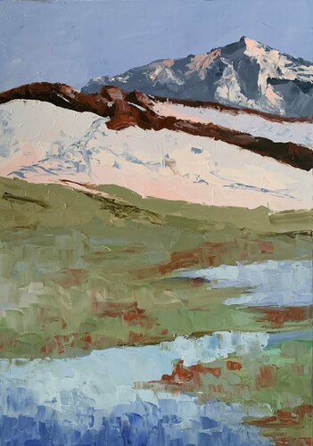Mountains. Alps. Landscape. Original impasto, Palette knife oil painting. von Vita Schagen, Malerei kaufen auf Singulart