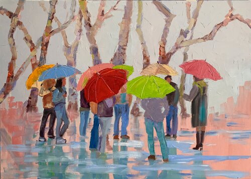 Walk under the rain. di Vita Schagen, Pittura in vendita su Singulart
