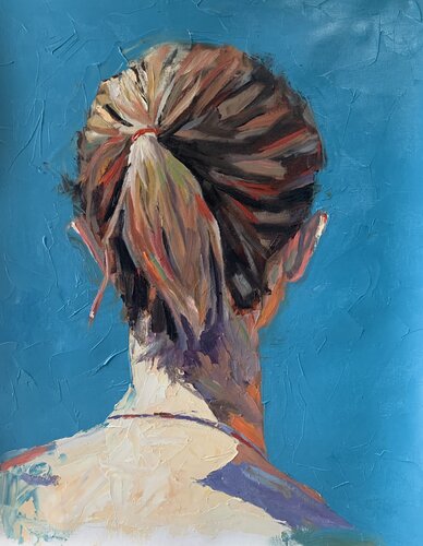 LOOKING BACK. N2. PORTRAIT. PALETTE KNIFE, IMPASTO. par Vita Schagen, Peinture en vente sur Singulart