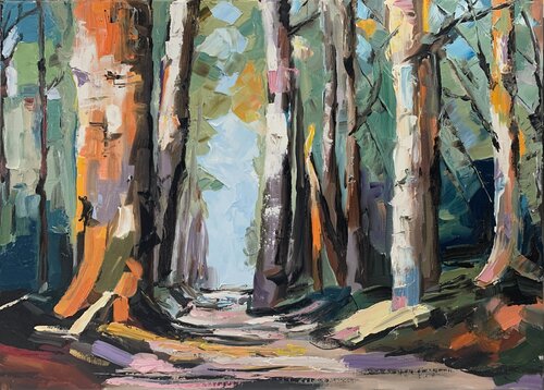 Tranquility with nature. Forest landscape. by Vita Schagen, 油畫 for Sale on Singulart