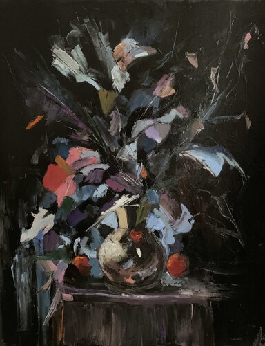 ABSTRACT FLOWERS ON BLACK. by Vita Schagen, 絵画 for Sale on Singulart