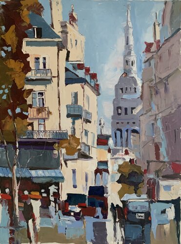 Paris. Monmartre. France. #1.Original impasto cityscape oil painting. par Vita Schagen, Peinture en vente sur Singulart