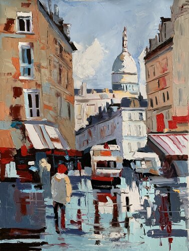 Paris. Monmartre. France. #4.Original impasto cityscape oil painting. par Vita Schagen, Peinture en vente sur Singulart