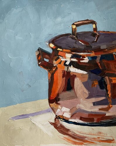 Сopper saucepans. Still life par Vita Schagen, Peinture en vente sur Singulart