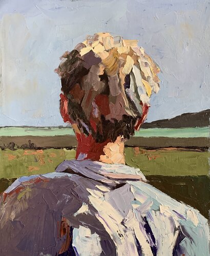 Behind the horizone. Boy. Portrait. par Vita Schagen, Peinture en vente sur Singulart