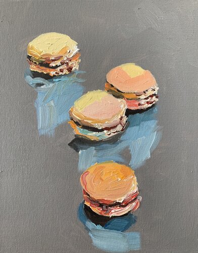 Macaroons cookies. still life. van Vita Schagen, Schilderij te koop op Singulart