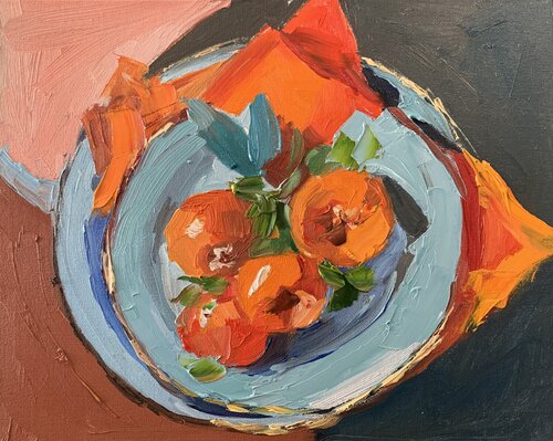 Tangerines, mandarins. still life. par Vita Schagen, Peinture en vente sur Singulart