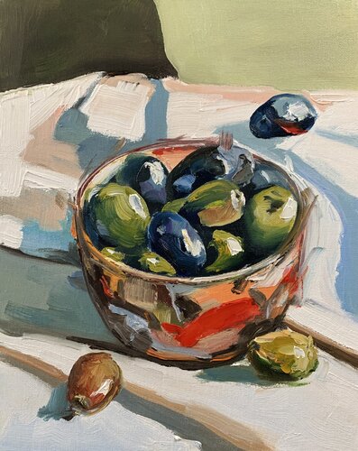 Olives. still life. par Vita Schagen, Peinture en vente sur Singulart