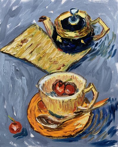 Tea cup. still life. von Vita Schagen, Malerei kaufen auf Singulart