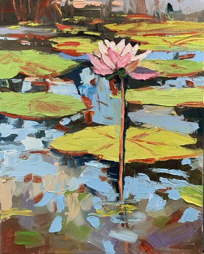 Lily pond landscape. von Vita Schagen, Malerei kaufen auf Singulart