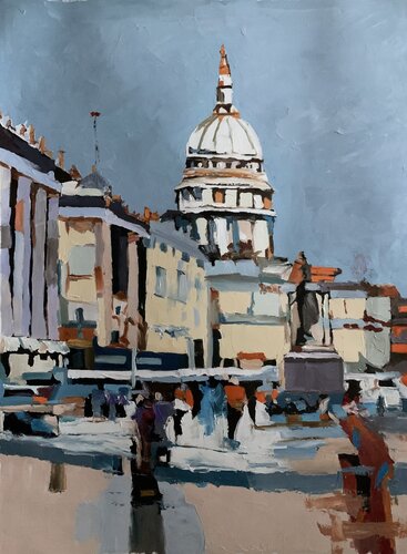 Trafalgar Square. London. #2. Original impasto cityscape oil painting. par Vita Schagen, Peinture en vente sur Singulart