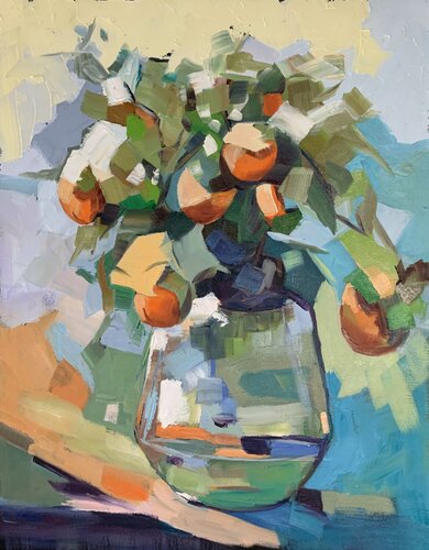 Bouquet of apricots. Still life par Vita Schagen, Peinture en vente sur Singulart