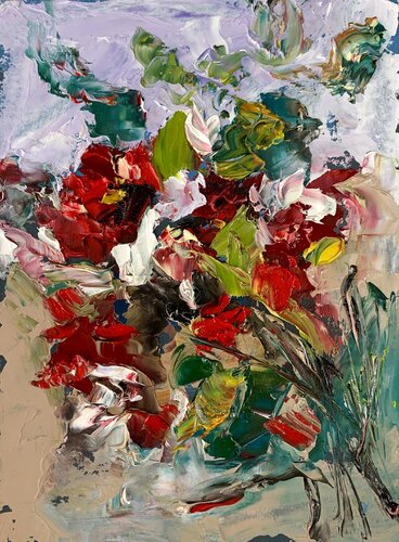 Bouquet of abstract wild flowers di Vita Schagen, Pittura in vendita su Singulart