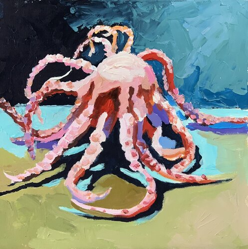 Pink octopus. van Vita Schagen, Schilderij te koop op Singulart