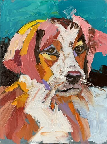 Spaniel puppy. par Vita Schagen, Peinture en vente sur Singulart