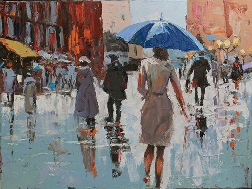 Rainy city. von Vita Schagen, Malerei kaufen auf Singulart