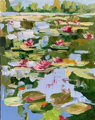 Water Lily pond landscape. von Vita Schagen, Malerei kaufen auf Singulart