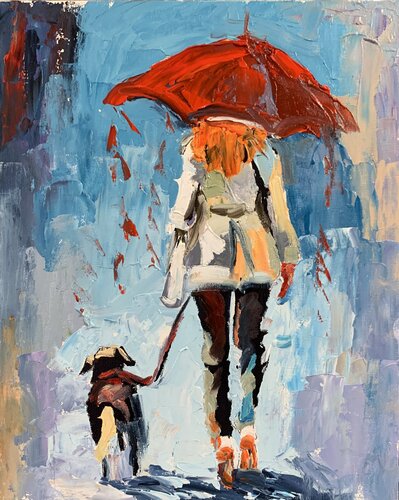 Woman with umbrella. von Vita Schagen, Malerei kaufen auf Singulart