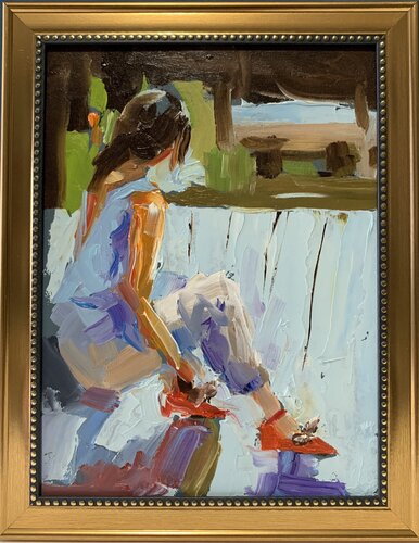 Woman by the lake. von Vita Schagen, Malerei kaufen auf Singulart