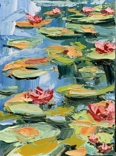 Water Lily pond landscape. von Vita Schagen, Malerei kaufen auf Singulart