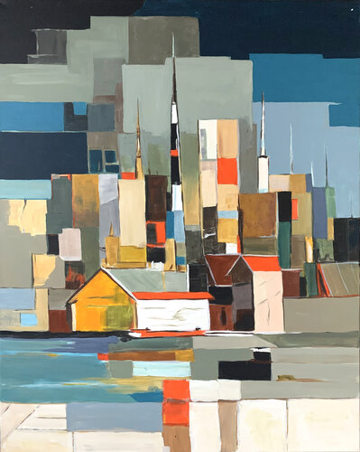 Skyline of a future city. Abstract world. by Vita Schagen, Painting for Sale on Singulart