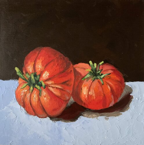 Red tomatoes. Still life par Vita Schagen, Peinture en vente sur Singulart