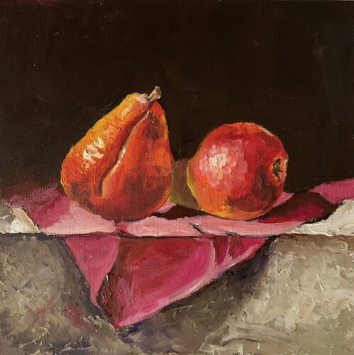 Red pears. Still life di Vita Schagen, Pittura in vendita su Singulart