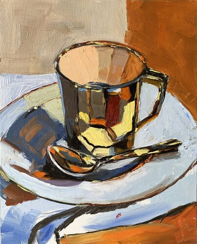 Tea cup. still life. par Vita Schagen, Peinture en vente sur Singulart