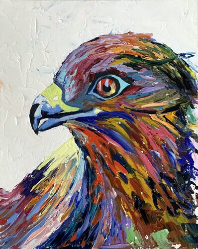 Eagle. Bird. palette knife, impasto. van Vita Schagen, Schilderij te koop op Singulart
