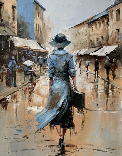 Woman in a city. di Vita Schagen, Pittura in vendita su Singulart