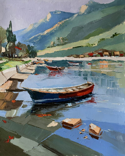 Sailboat on the lake.#2 von Vita Schagen, Malerei kaufen auf Singulart