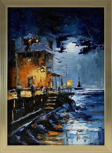 Nocturnal Harbor. par Vita Schagen, Peinture en vente sur Singulart