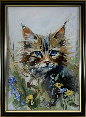 Maine Coon. Cat. Kitten. van Vita Schagen, Schilderij te koop op Singulart
