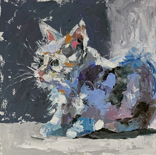 White kitten. van Vita Schagen, Schilderij te koop op Singulart