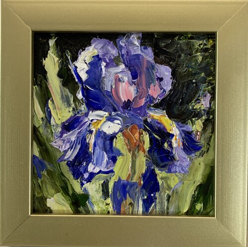 Blue purple Iris flower. par Vita Schagen, Peinture en vente sur Singulart