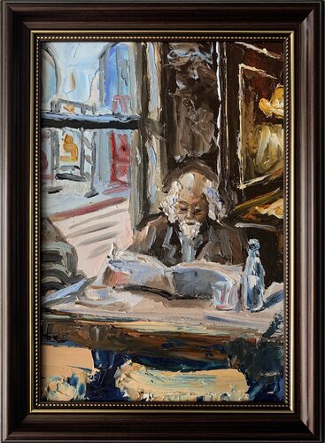 Tranquil Morning in a Cozy Café. par Vita Schagen, Peinture en vente sur Singulart