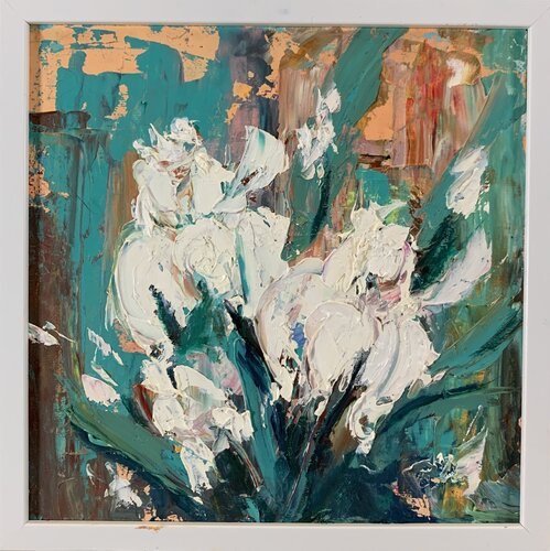 White Irises. par Vita Schagen, Peinture en vente sur Singulart