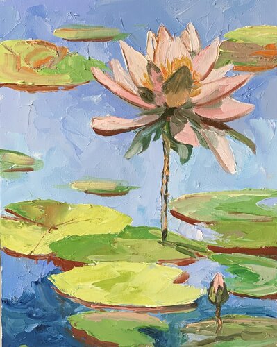 Water Lily pond landscape. di Vita Schagen, Pittura in vendita su Singulart