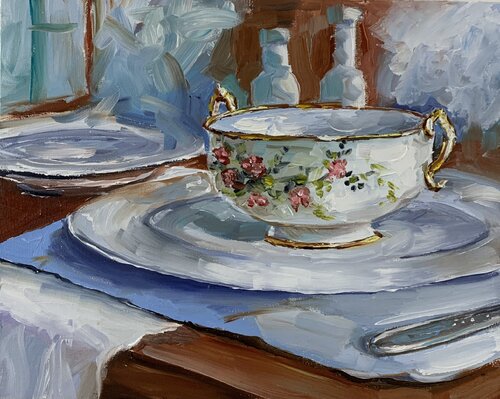 Dinner time. Still life. von Vita Schagen, Malerei kaufen auf Singulart