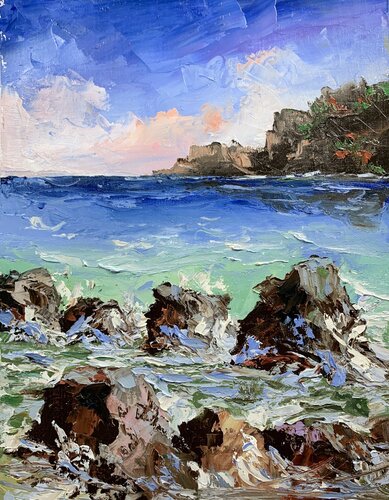 Beautiful Sunset Over the Ocean. von Vita Schagen, Malerei kaufen auf Singulart