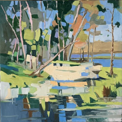 Sunny day in a birch forest. by Vita Schagen, Painting for Sale on Singulart