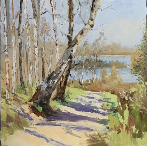 Birch forest in sunlights. von Vita Schagen, Malerei kaufen auf Singulart