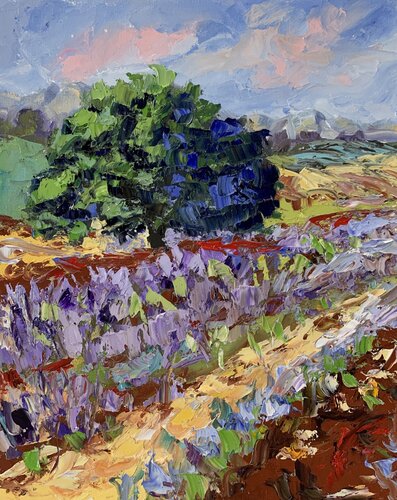 Lavender field. Summer in Tuscany. von Vita Schagen, Malerei kaufen auf Singulart