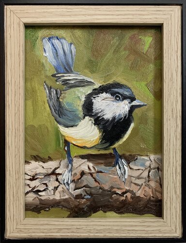 Great tit bird on a tree branch. par Vita Schagen, Peinture en vente sur Singulart