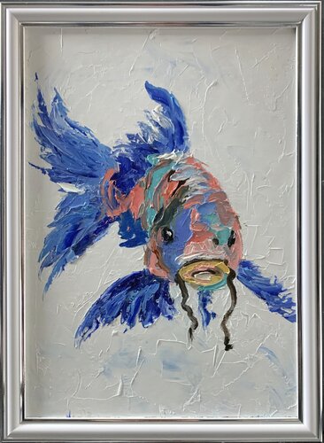 Blue whimsical Koi fish. di Vita Schagen, Pittura in vendita su Singulart