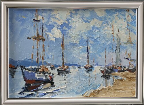 Coastal Charm. Yachts and sailing boats. by Vita Schagen, 絵画 for Sale on Singulart