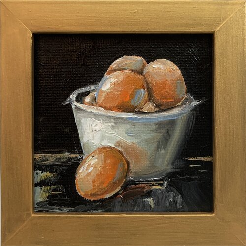 Still life. White Bowl with Eggs.. von Vita Schagen, Malerei kaufen auf Singulart