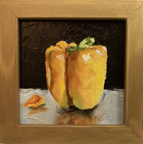 Yellow Bell Paprika. Still life. von Vita Schagen, Malerei kaufen auf Singulart