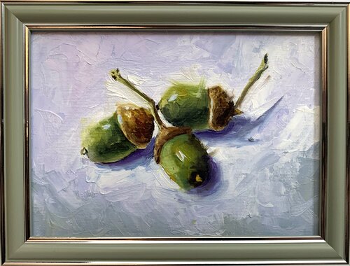 Acorns Trio. Still life. par Vita Schagen, Peinture en vente sur Singulart